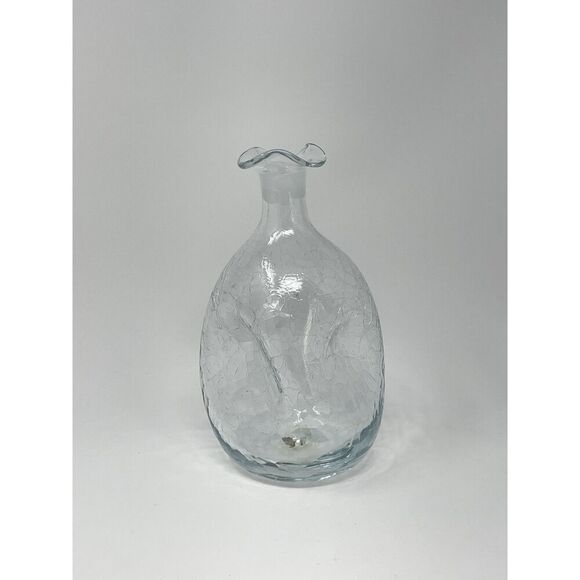 MCM Vintage Blenko #49 Clear Crackle Pinched Glass Decanter **No Stopper** - Picture 2 of 9